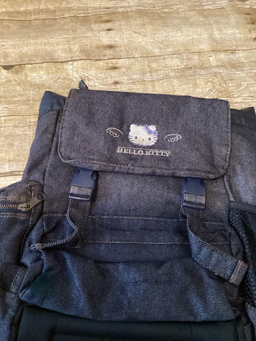 Hello Kitty Denim Backpack – Casual Bag with Pockets - Picture 4 of 7